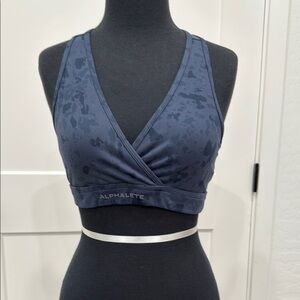 Alphalete Blue Sports Bra with Racerback and V-Neck